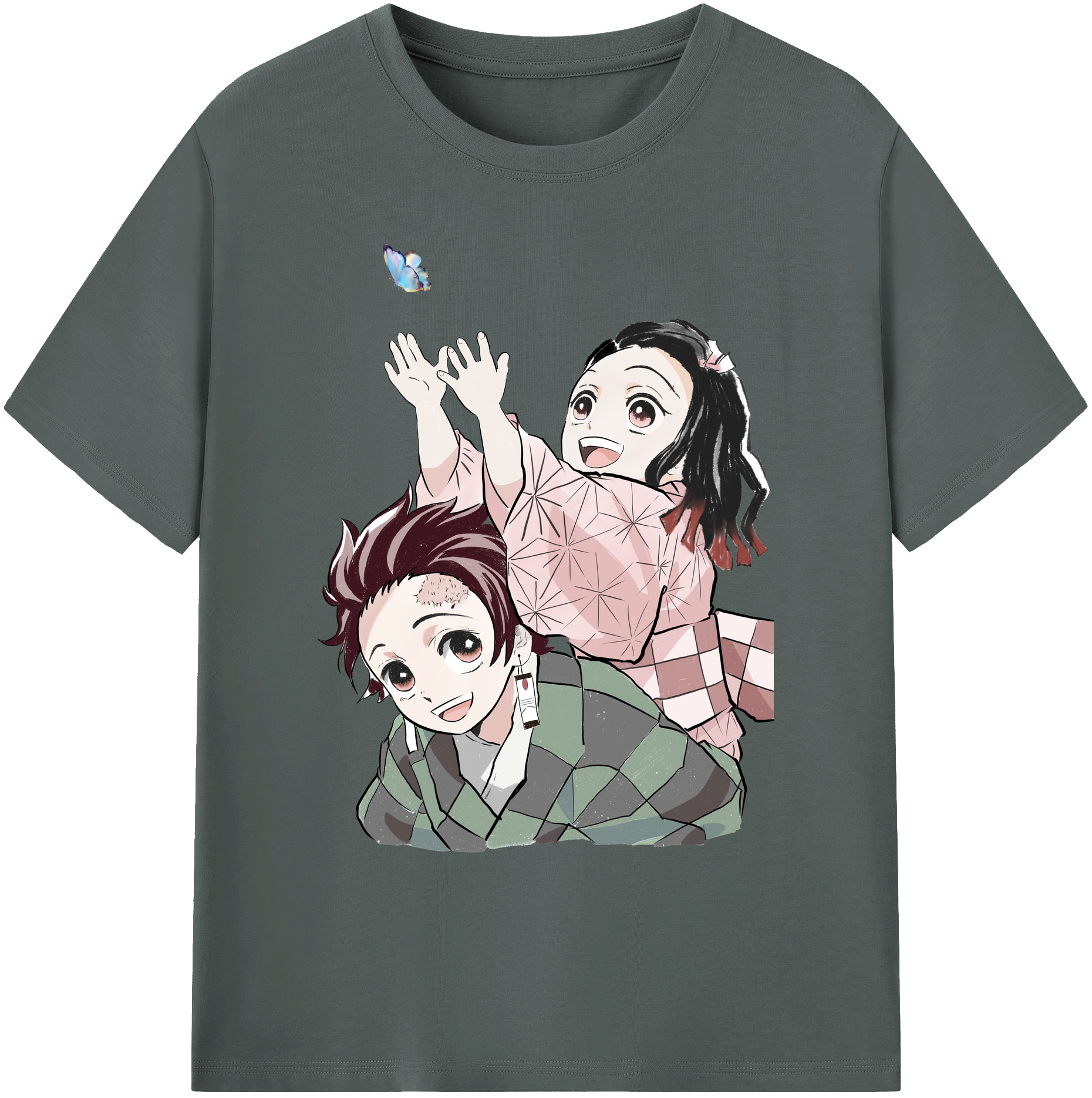 （画像用） 鬼滅の刃（きめつのやいば）竈門 禰󠄀豆子／かまど ねずこ Kamado Nezuko 綿100％ メンズ半袖Tシャツ｜肌触りやわらか＆通気性